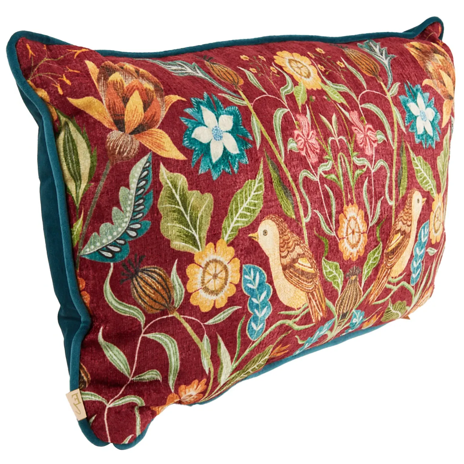 Hawthorne Birds Cushion - Burgundy