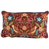 Hawthorne Birds Cushion - Burgundy