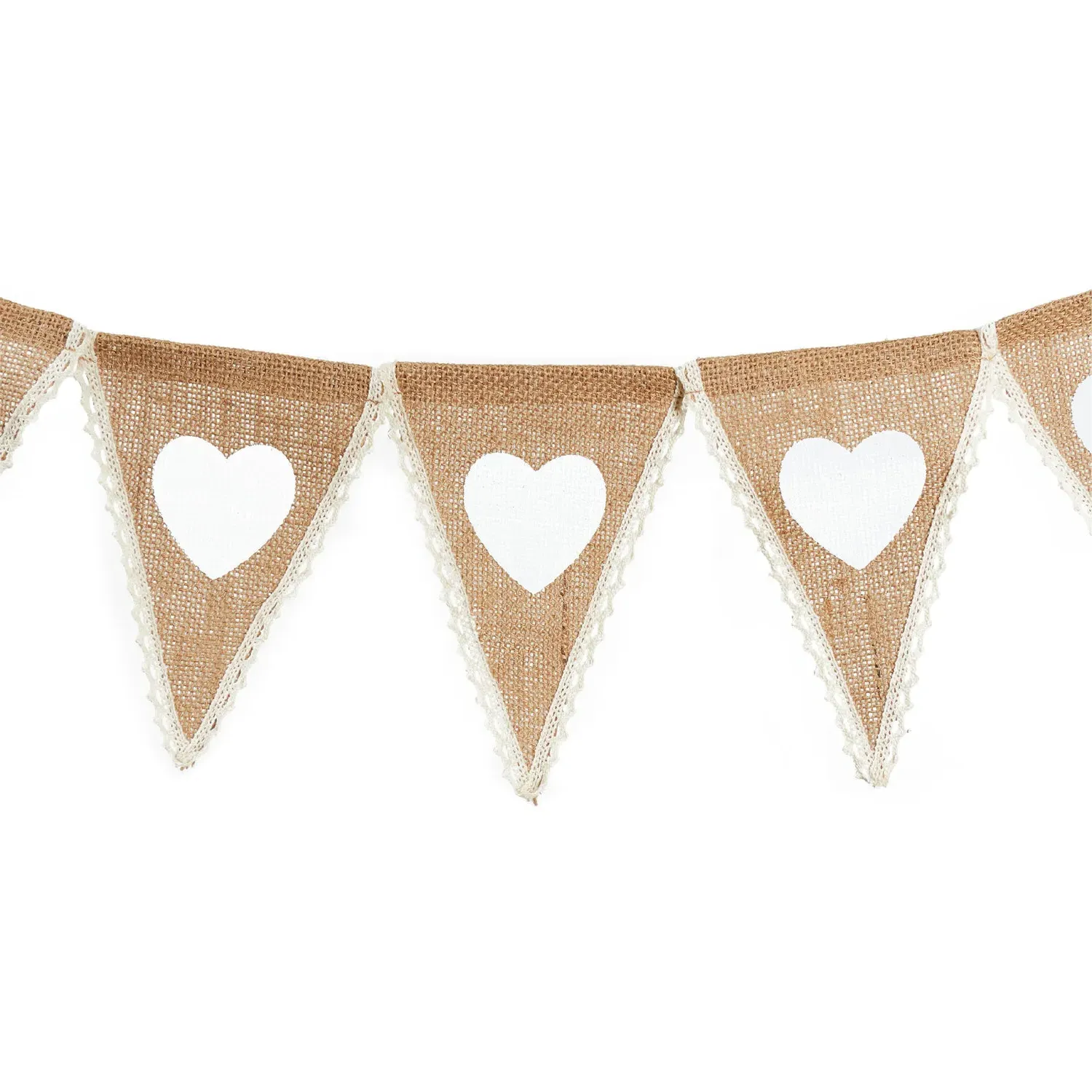 Heart Bunting - Natural, Hessian