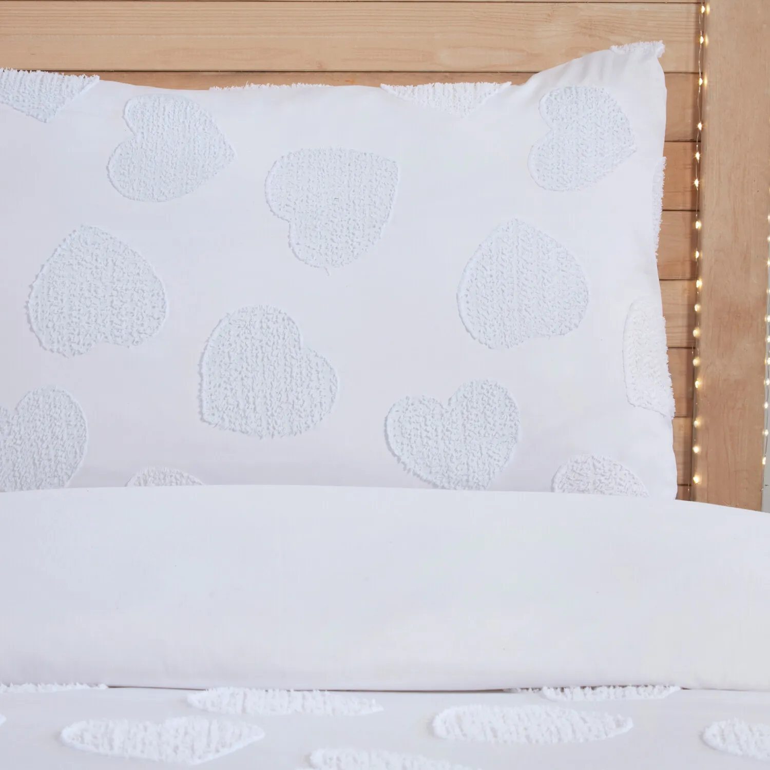 Heart Embossed Duvet Set - White