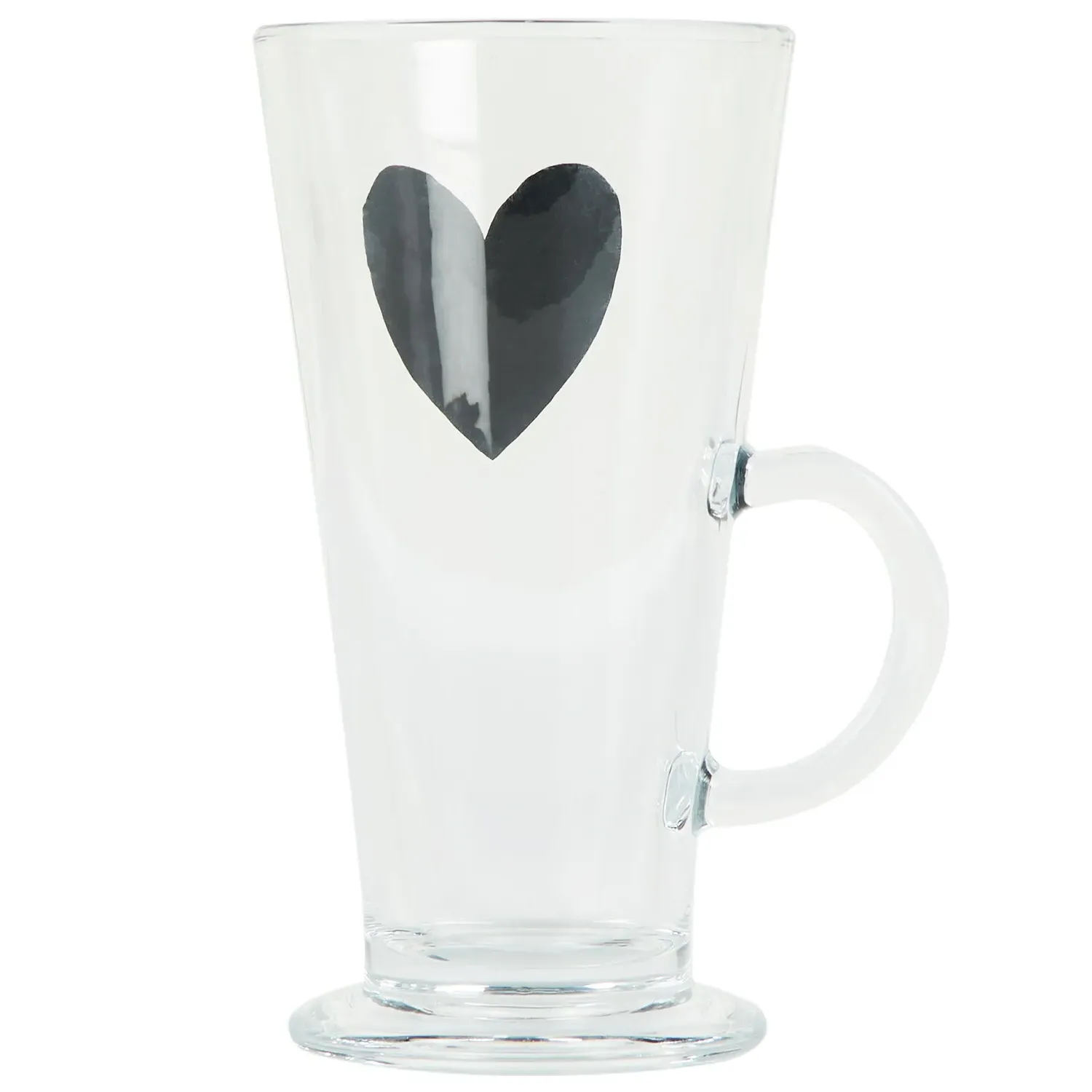Heart Glass Latte Mug 270ml - Clear, Black