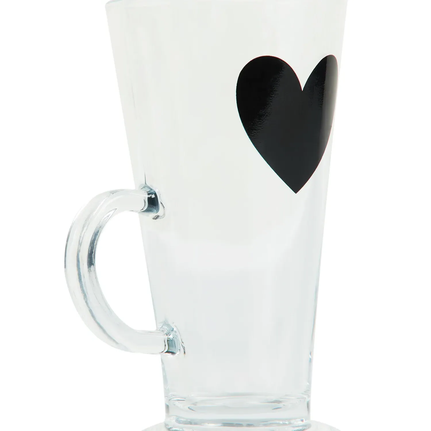 Heart Glass Latte Mug 270ml - Clear, Black
