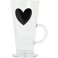 Heart Glass Latte Mug 270ml - Clear, Black