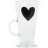 Heart Glass Latte Mug 270ml - Clear, Black