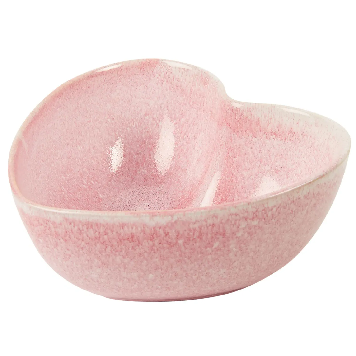 Heart Medium Reactive Glaze Bowl - Pink
