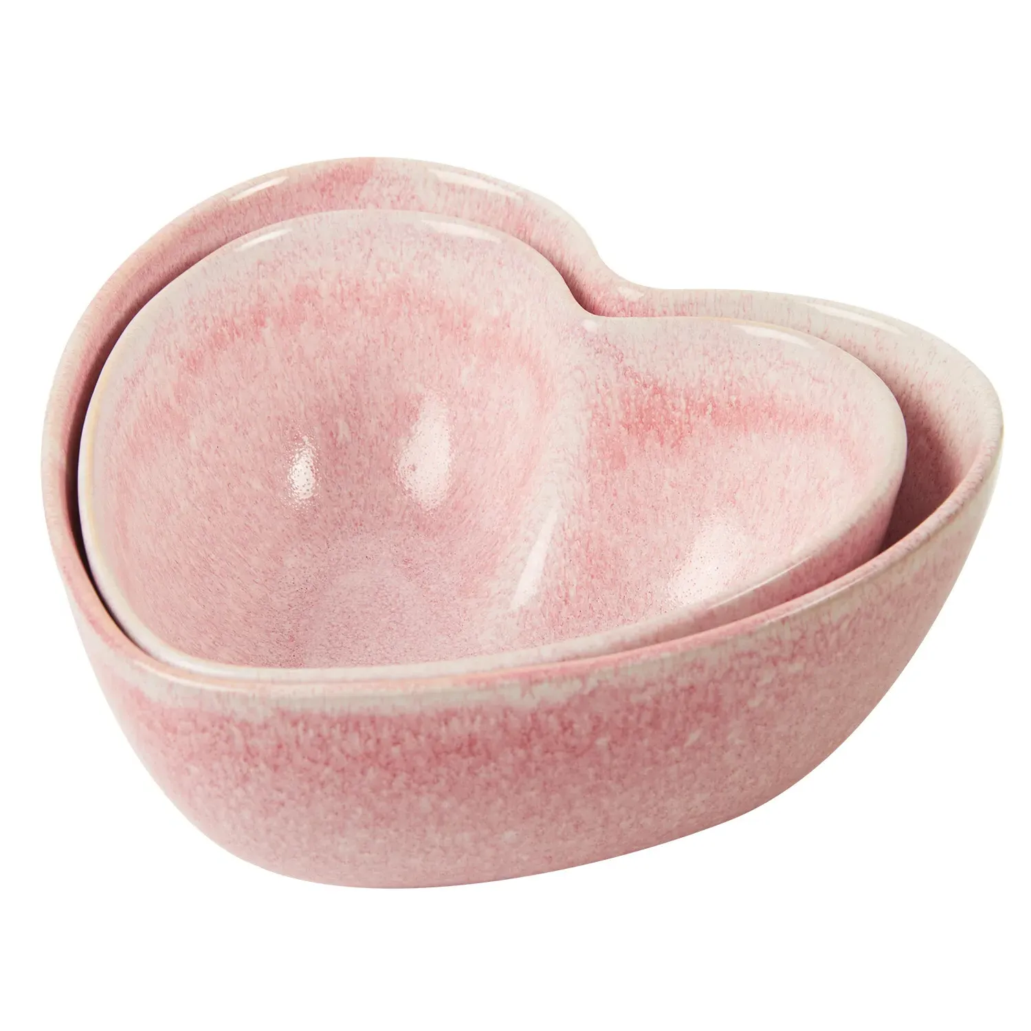 Heart Medium Reactive Glaze Bowl - Pink