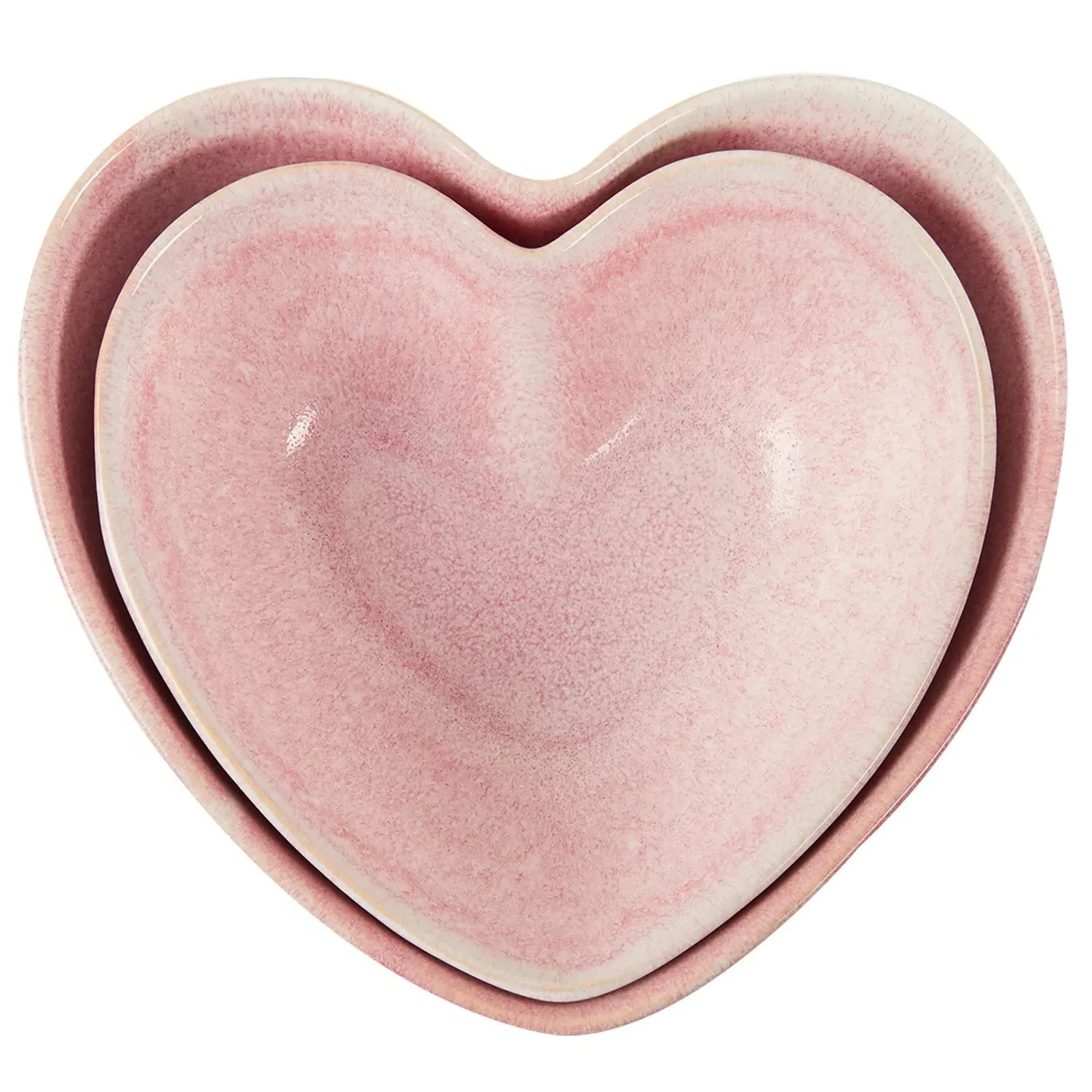 Heart Medium Reactive Glaze Bowl - Pink