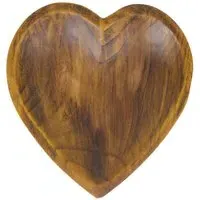 Heart Shape Wooden Bowl - Brown