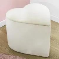 Heart Storage Footstool - Cream, Velvet