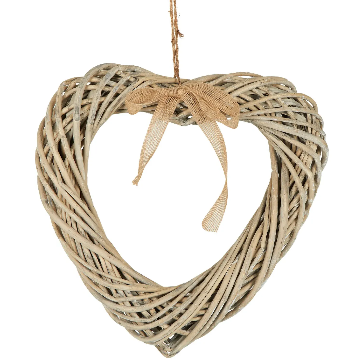 Heart Wicker Decoration - Grey