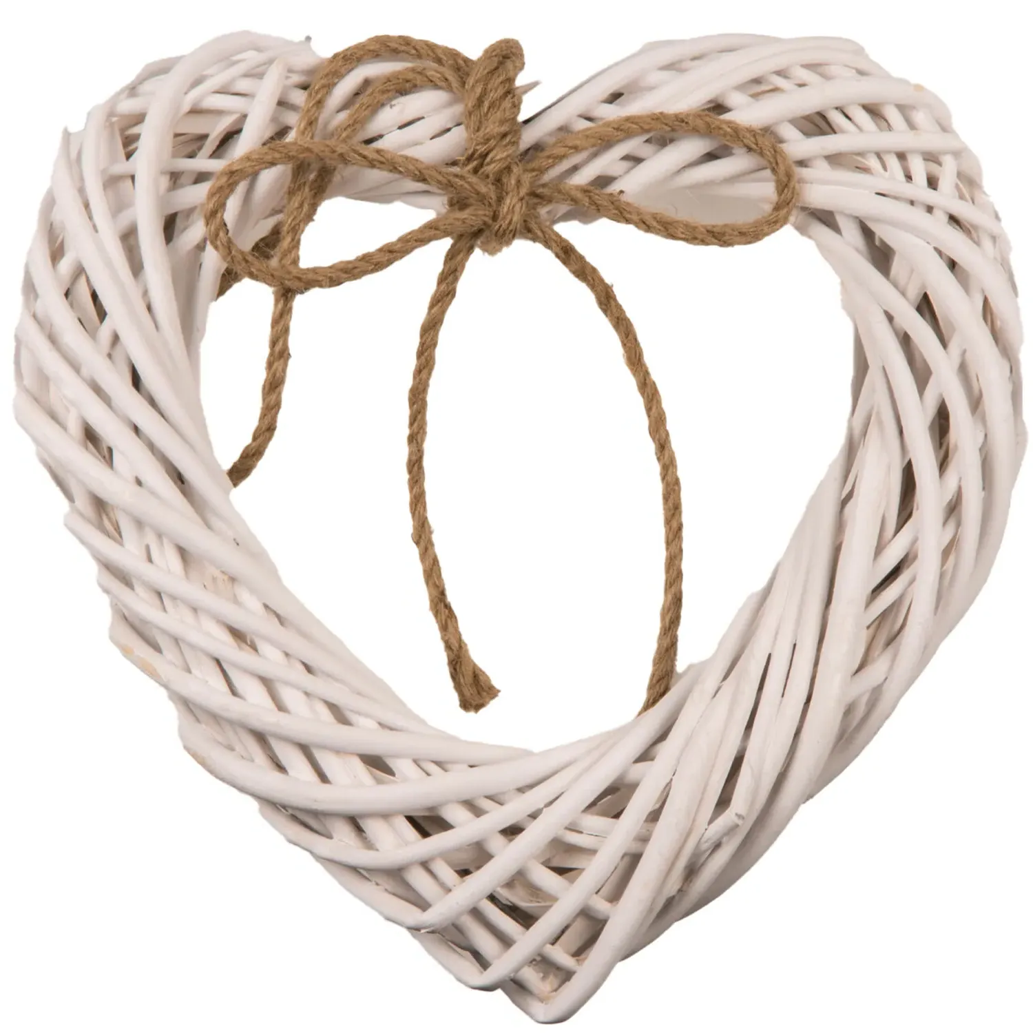 Heart Wicker Ornament with Bow - White image