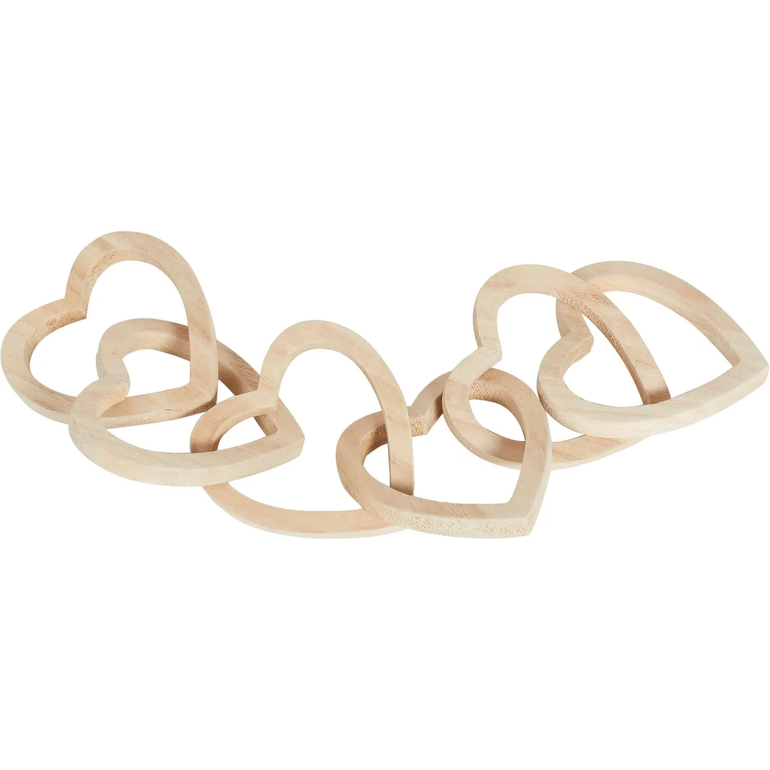 Heart Wooden Chain Ornament - Natural