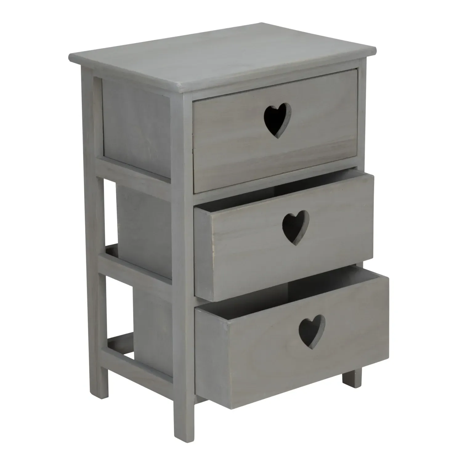 Hearts 3 Drawer Storage Unit - Grey