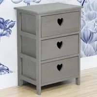 Hearts 3 Drawer Storage Unit - Grey