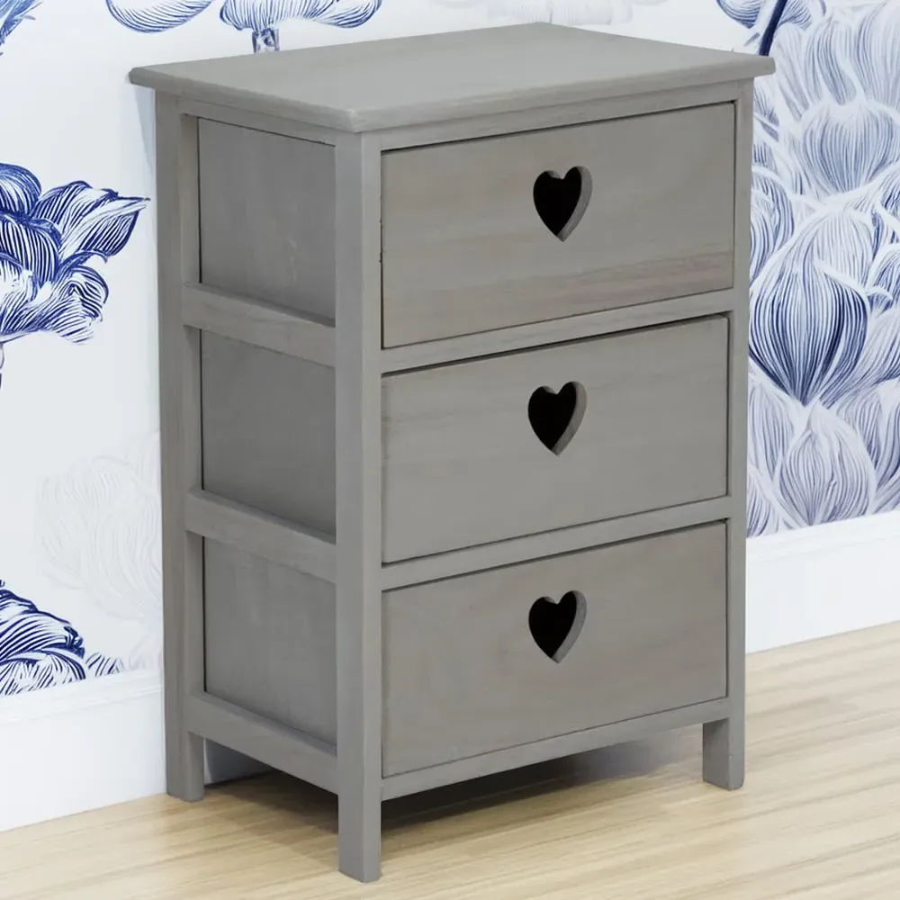 Hearts 3 Drawer Storage Unit - Grey image
