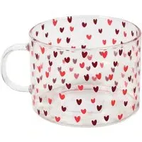 Hearts Pattern Glass Mug - Red