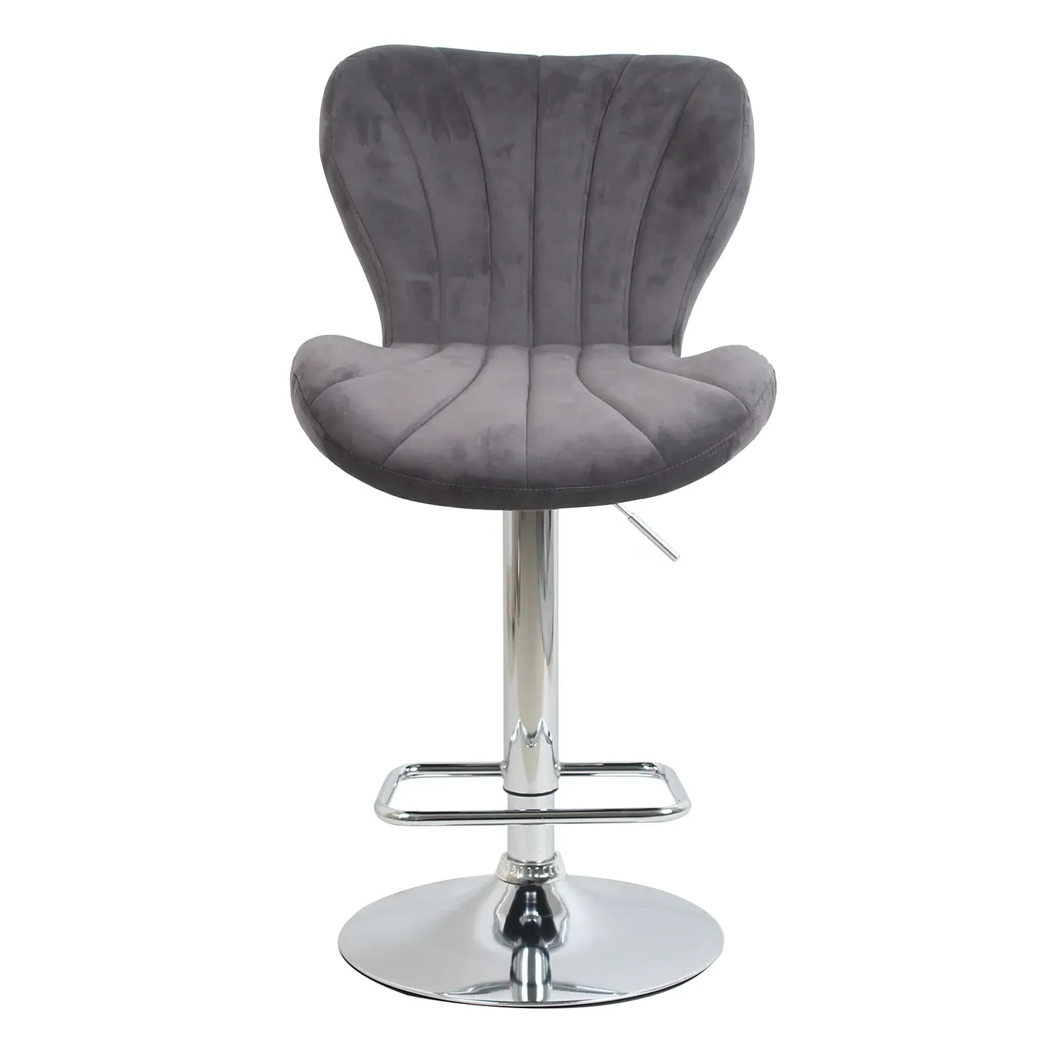 Height Adjustable Shell Bar Stool - Grey, Velvet
