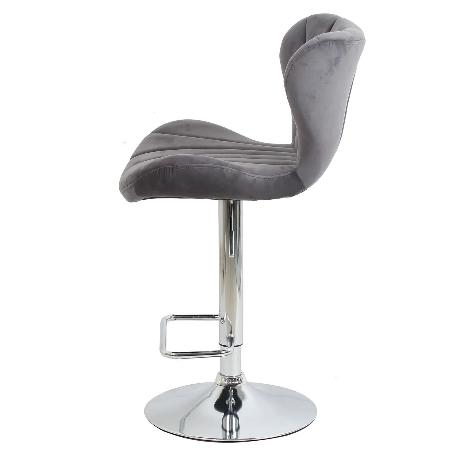 Height Adjustable Shell Bar Stool - Grey, Velvet