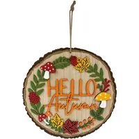 Hello Autumn Hanging Plaque - Rustic