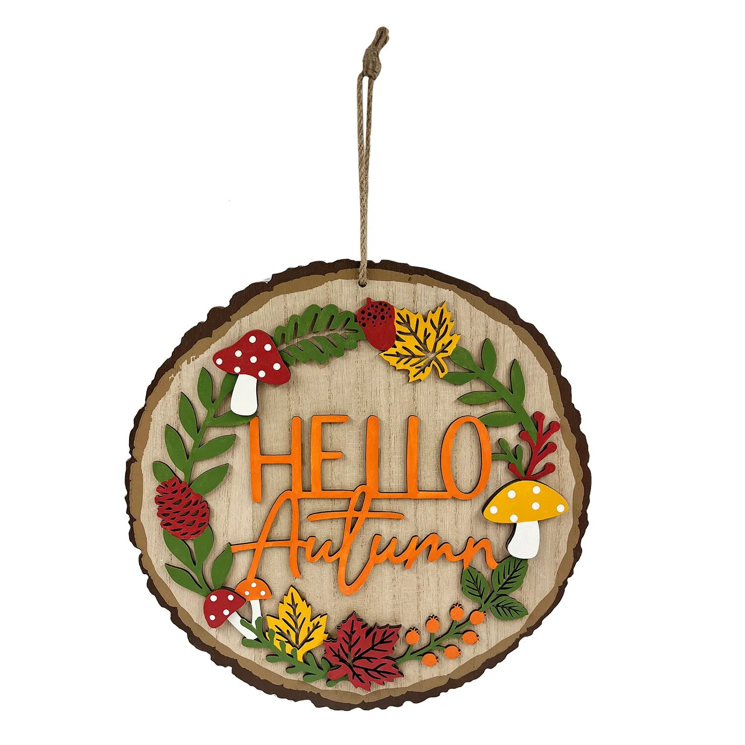 Hello Autumn Hanging Plaque - Rustic image