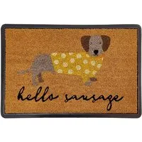 Hello Sausage Coir Tray Mat - Brown