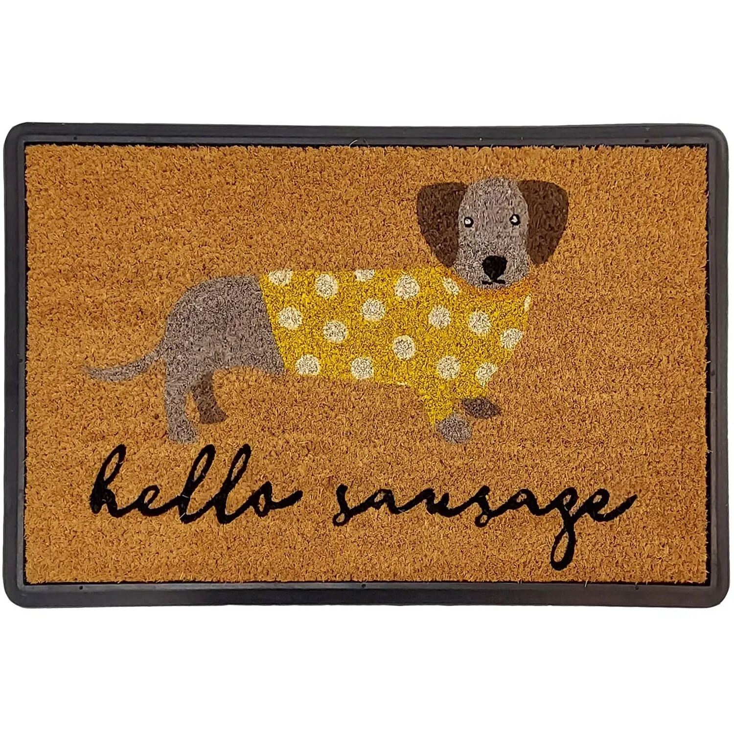 Hello Sausage Coir Tray Mat - Brown