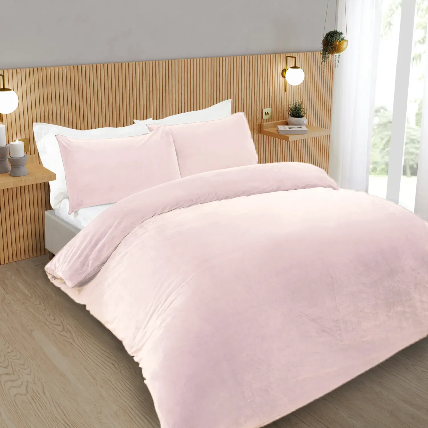 Helsinki Double Size Duvet Cover Set - Blush, Fleece