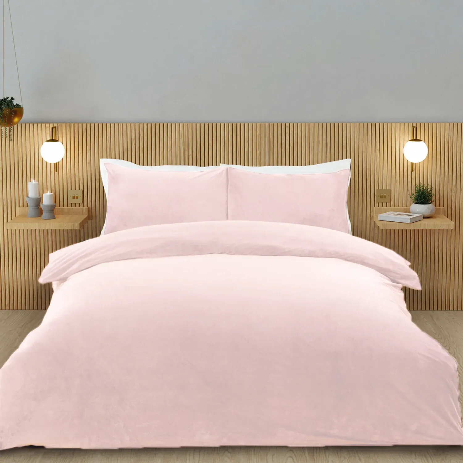 Helsinki Double Size Duvet Cover Set - Blush, Fleece