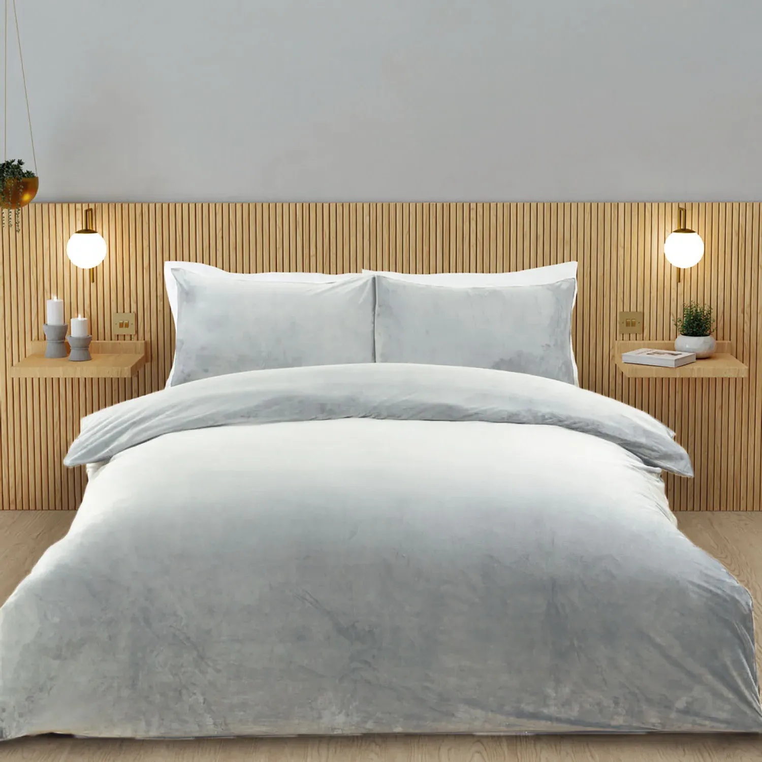 Helsinki Double Size Duvet Cover Set - Silver, Fleece