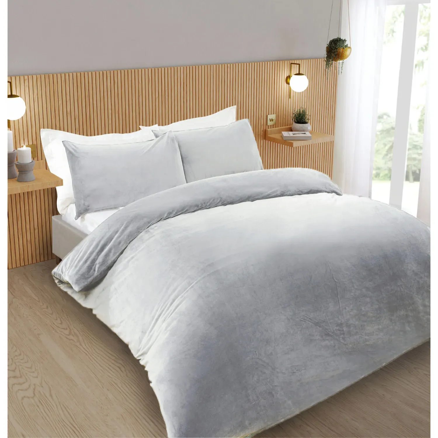 Helsinki Single Size Duvet Cover Set - Silver, Fleece