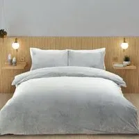 Helsinki Super King Size Duvet Cover Set - Silver, Fleece