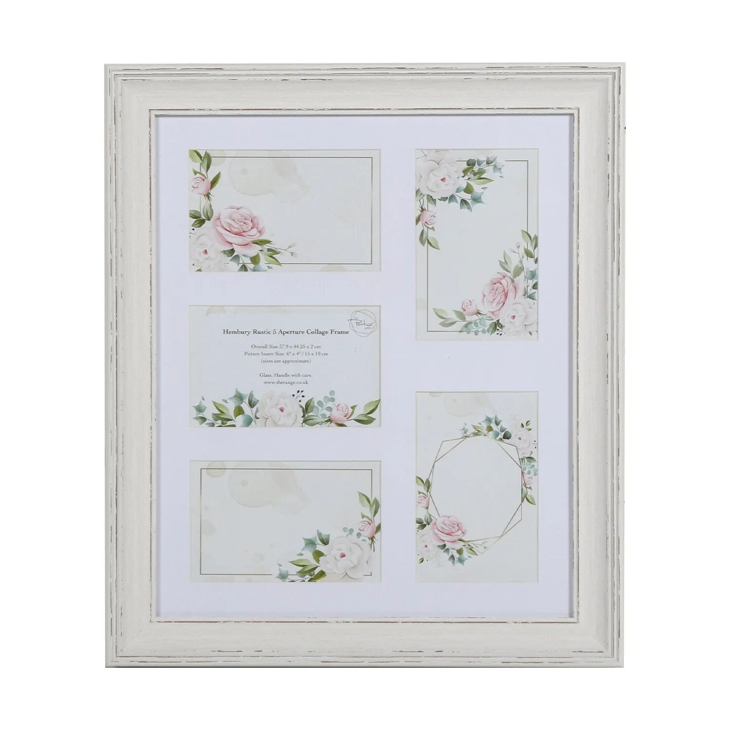 Hembury Rustic 5 Aperture Collage Frame - Off White image