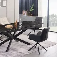 Henley Dining Chair Pair with Swivel - Black