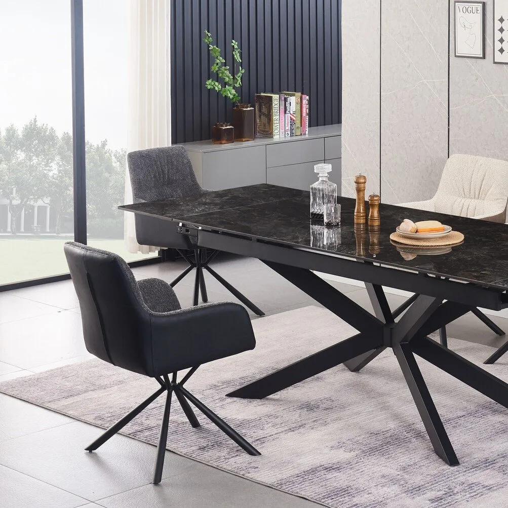 Henley Dining Chair Pair with Swivel - Black image