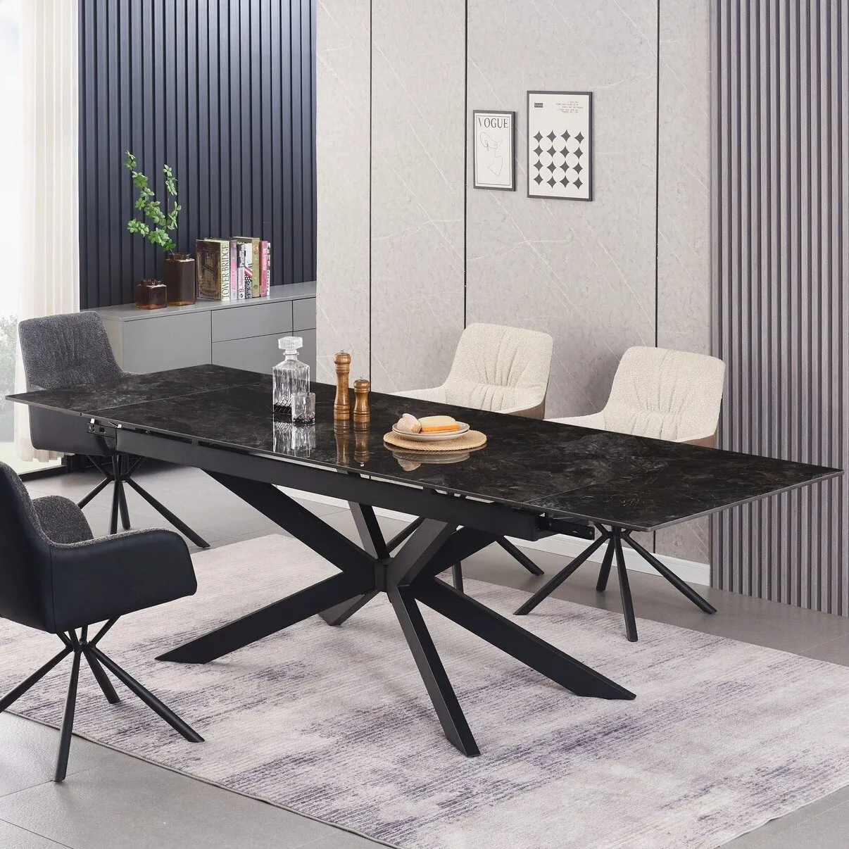 Henley Extendable Dining Table - Black, Ceramic