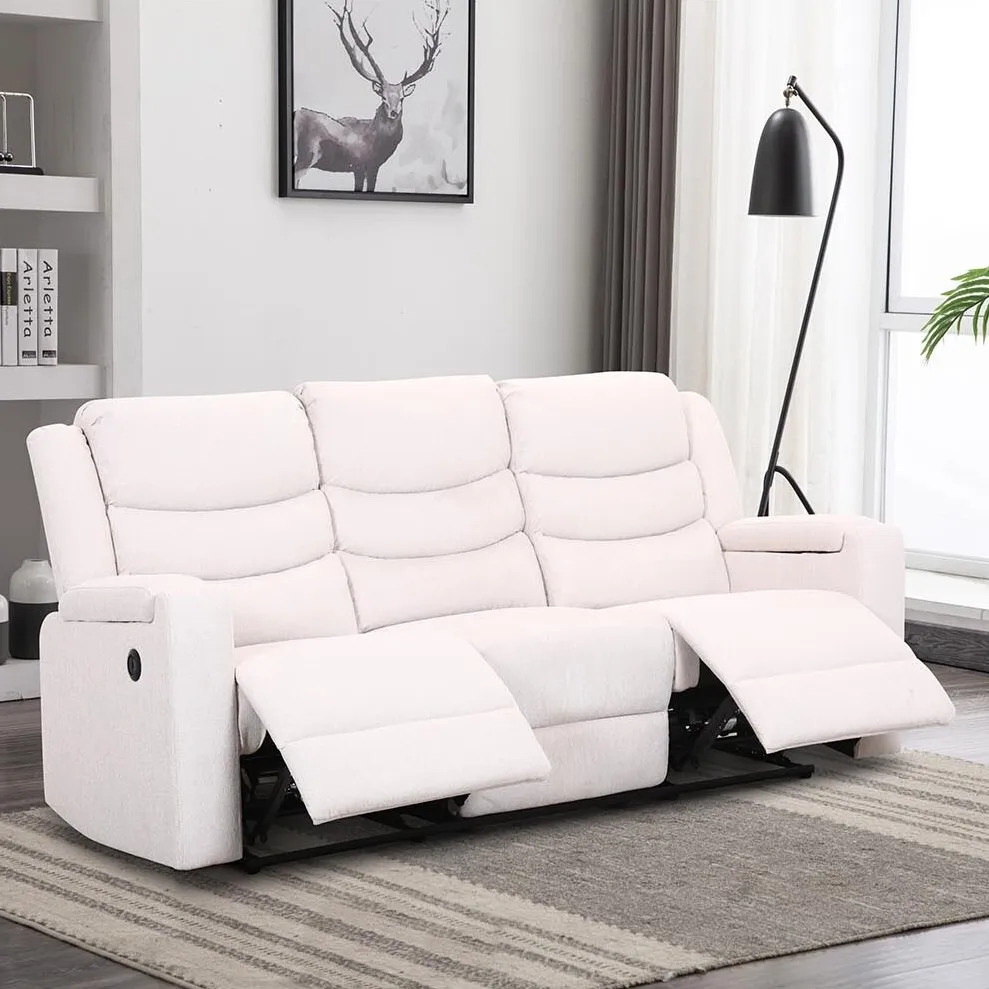 Heritage 3-Seater Recliner Sofa with Storage - Ivory