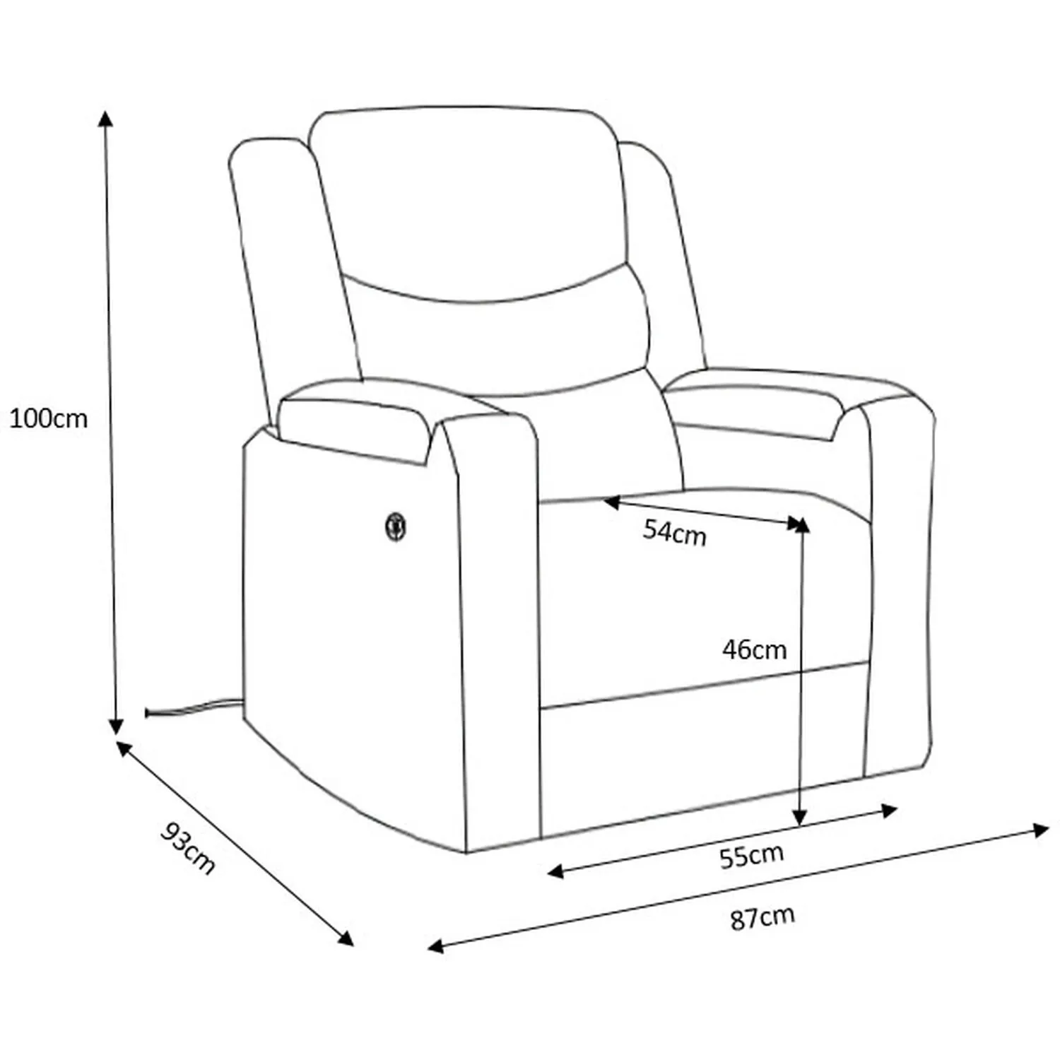 Heritage Manual Recliner Chair with Footrest - Ivory, Fabric
