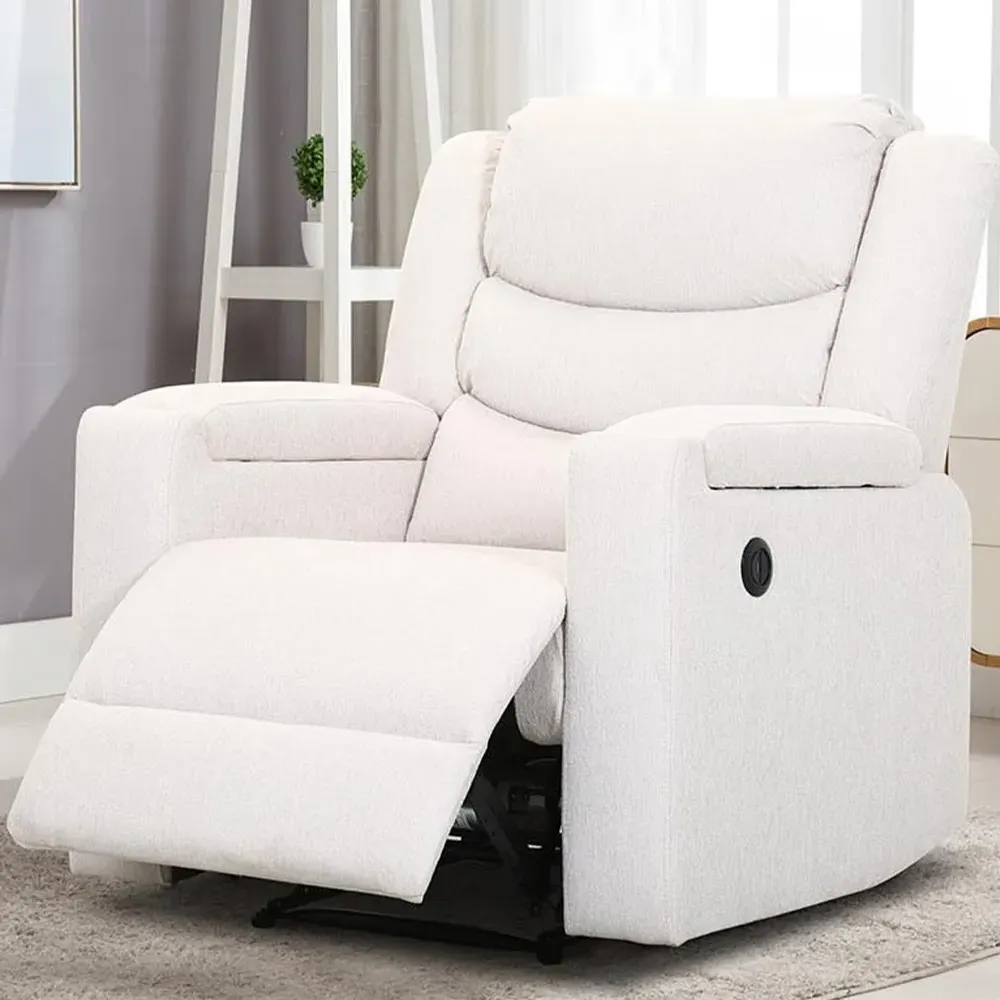 Heritage Manual Recliner Chair with Footrest - Ivory, Fabric