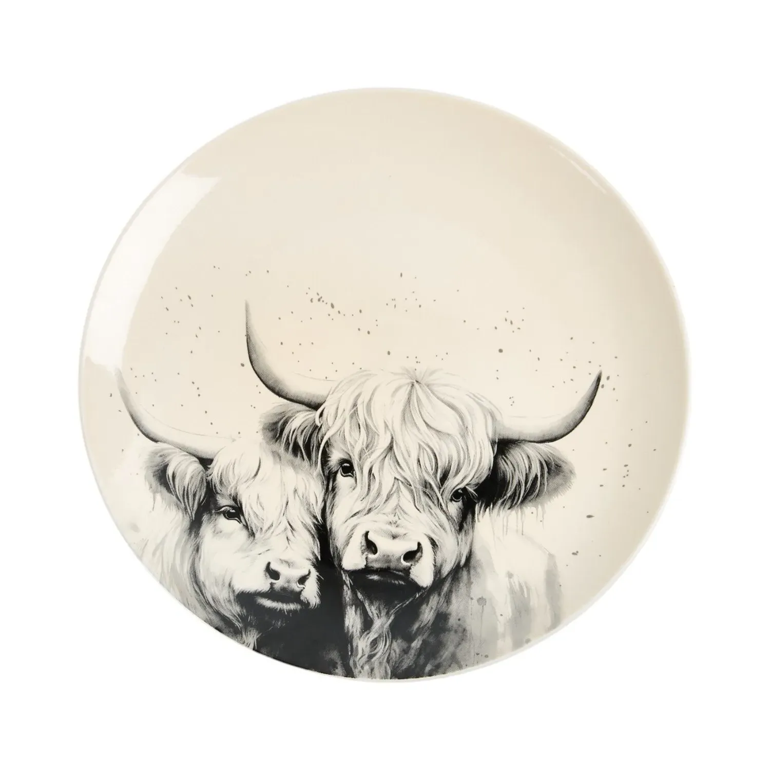 Highland Cow Dinner Plate - Cream
