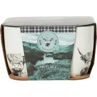 Highland Cow Set of 4 Graphic Mugs - White