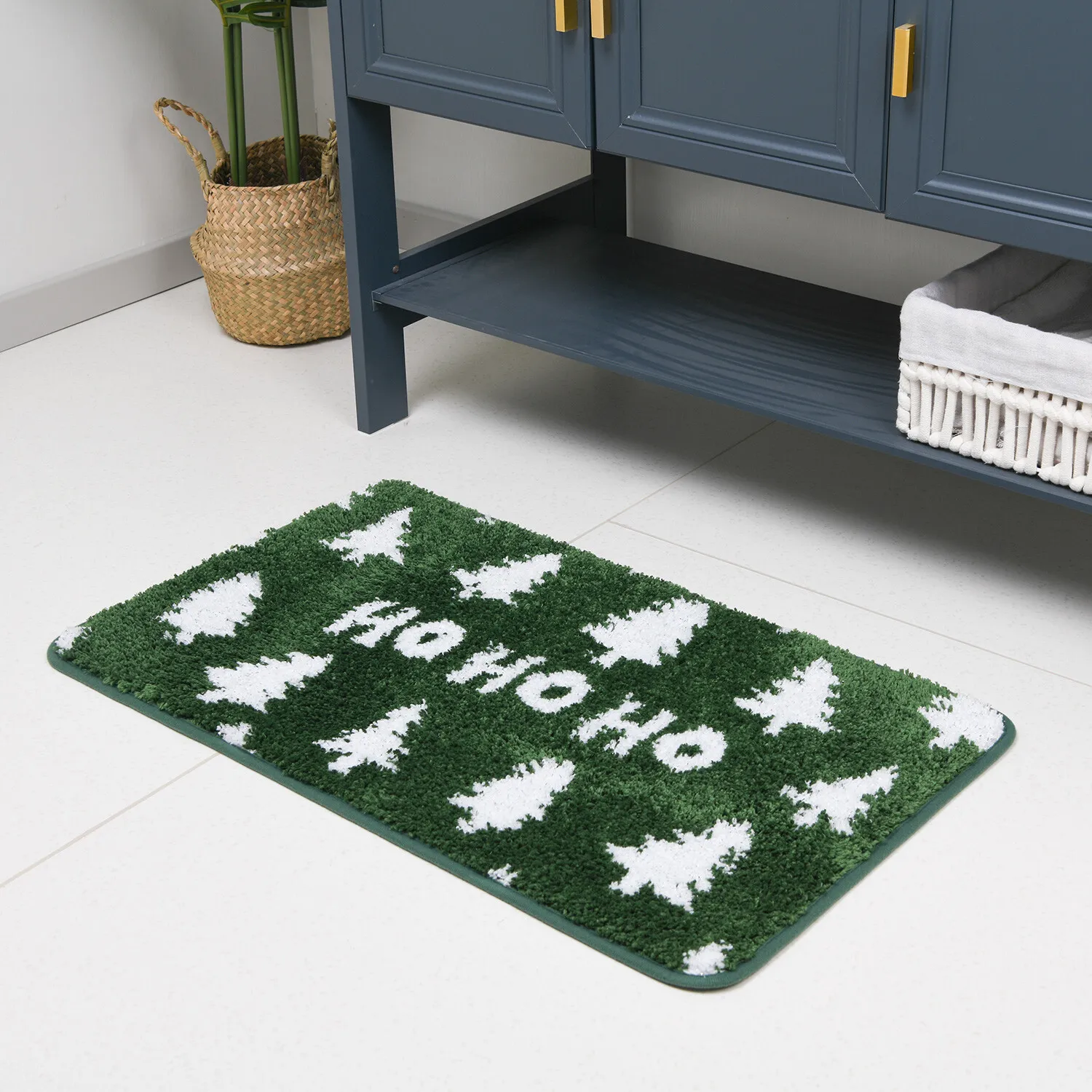 Ho Ho Ho Bath Mat - Green