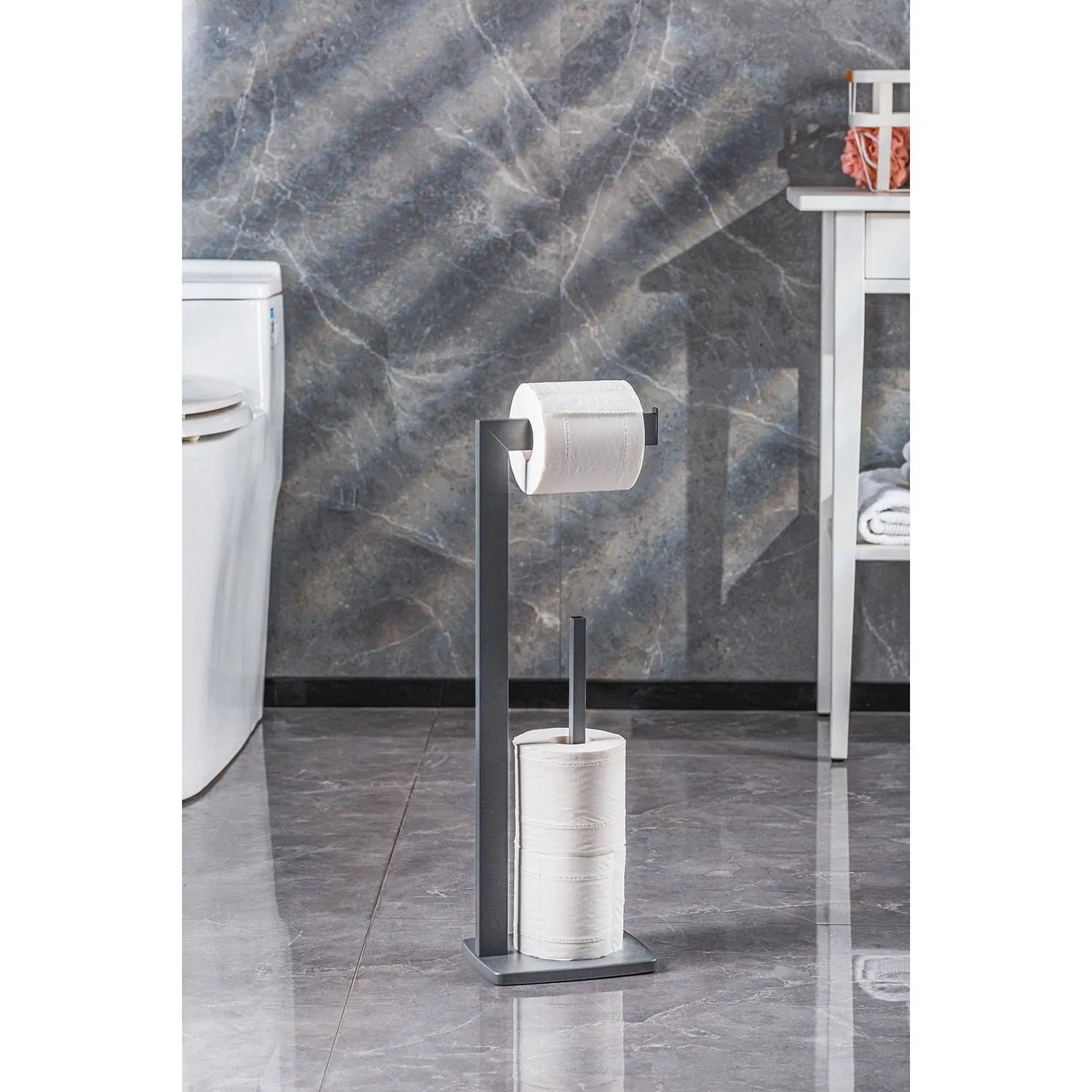 Holborn Freestanding Toilet Roll Holder - Grey