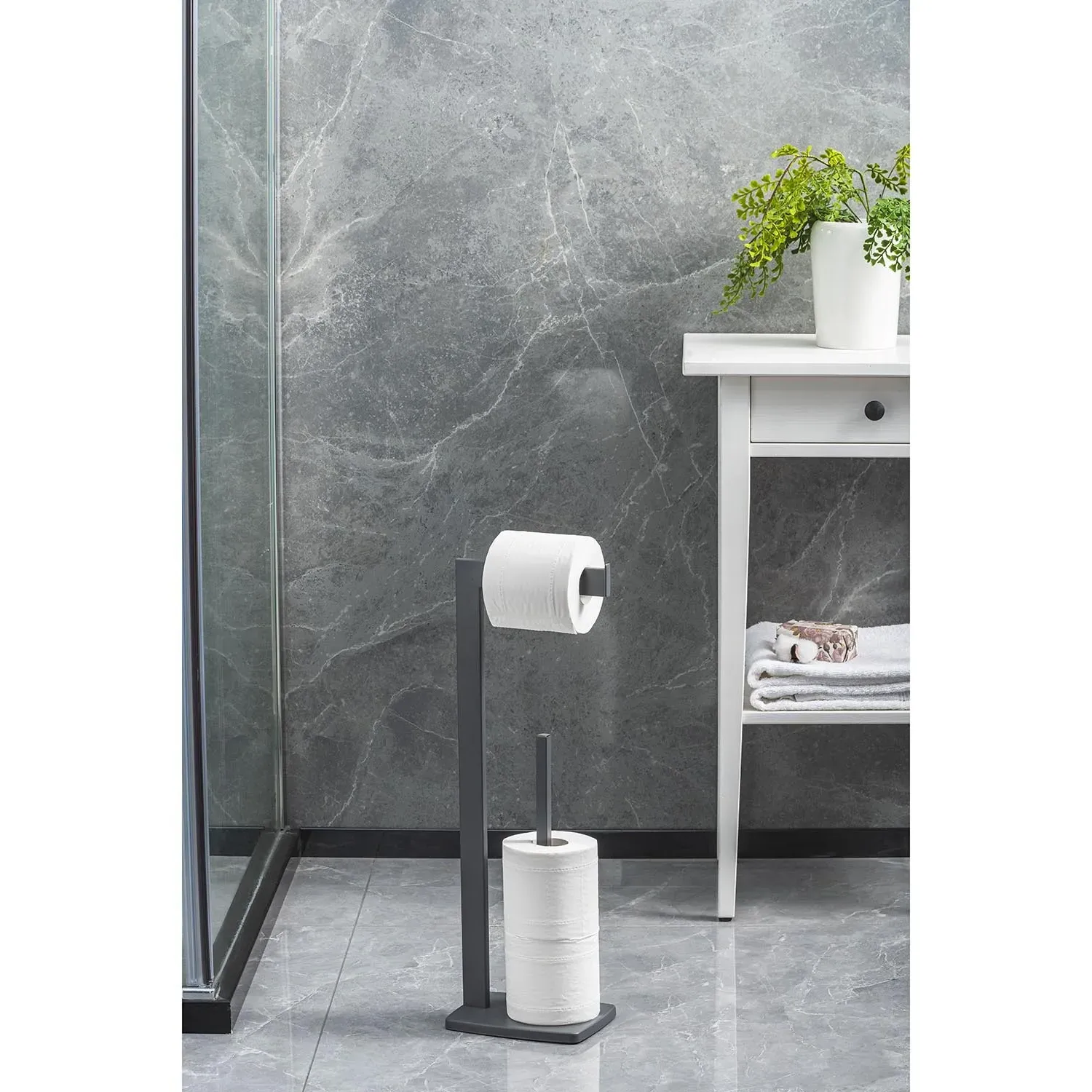 Holborn Freestanding Toilet Roll Holder - Grey