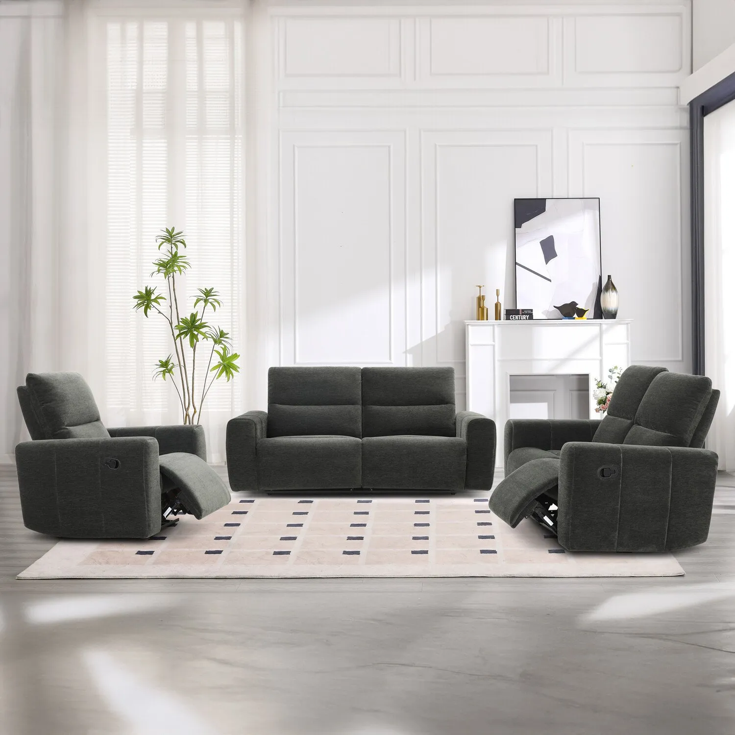 Holborton 3-Seater Recliner Sofa - Dark Olive