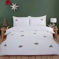 Holly and Berries King Size Duvet Set - White