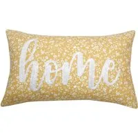 Home Embroidered Cushion - Yellow