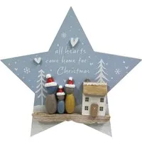 Home for Christmas Rustic Star Wall Plaque - Blue