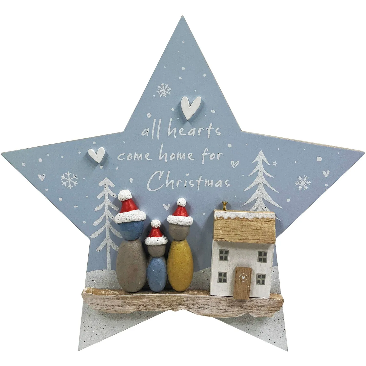 Home for Christmas Rustic Star Wall Plaque - Blue image