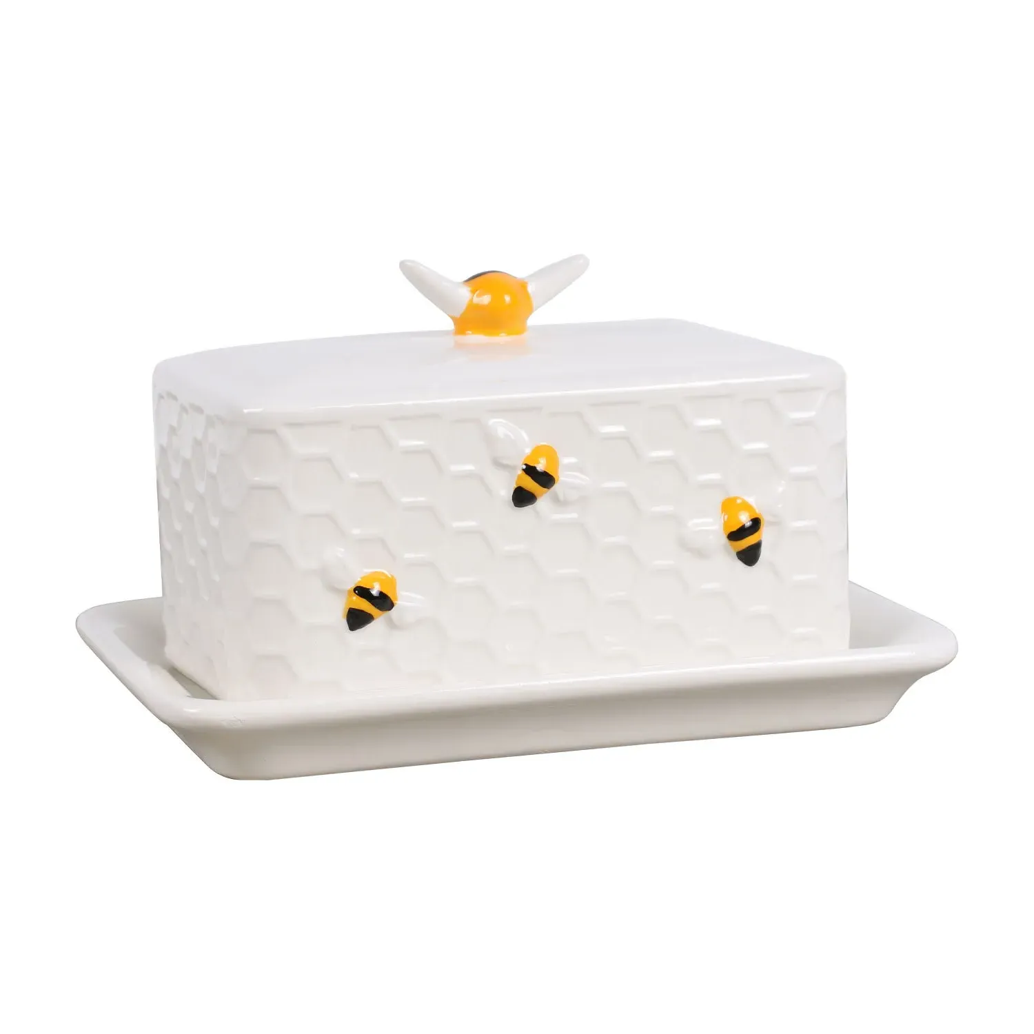 Honeycomb Butter Dish with Bee Decorations