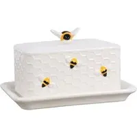 Honeycomb Butter Dish with Bee Decorations